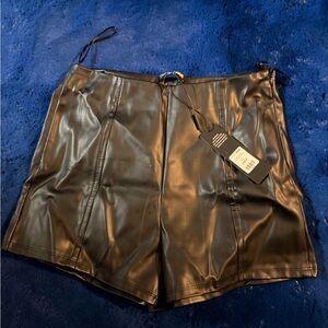 Fashion Nova Black Faux Leather Shorts
